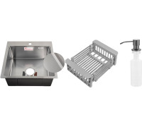 Кухонная мойка Schtoff Best Decor Silver 5050 + коландер KR-1 Grey + дозатор SD-1 Grey