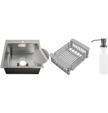 Кухонная мойка Schtoff Best Decor Silver 5050 + коландер KR-1 Grey + дозатор SD-1 Grey