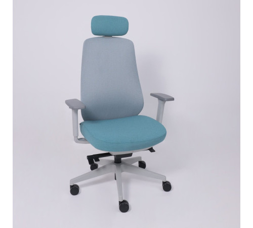 Офисное кресло AksHome Fenix светло-серый/бирюзовый/серый полиамид