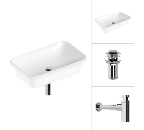 Умывальник Lauter 21370 + клапан 21190CH + сифон 21635CH хром