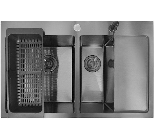 Кухонная мойка Stellar Decor S7850NB-2L-D нано черный