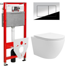 Унитаз подвесной Lauter Vortex 2110830 + TECE Kit 9400412 с кнопкой хром