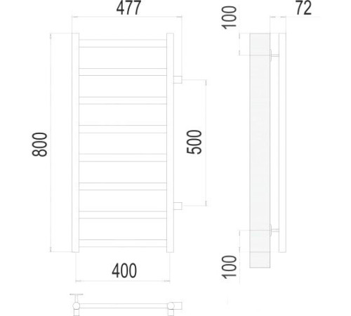 Полотенцесушитель TERMINUS Аврора П8 400x800 бп 500 хром