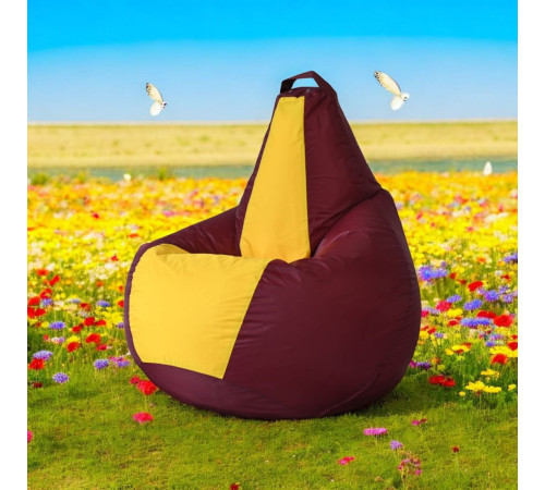 Кресло-мешок Mio Tesoro Груша Kombo XXL GF-130x85-BZH бордовый/желтый