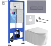 Унитаз подвесной Roxen Royal Matt в комплекте с инсталляцией StounFix Dual Fresh 6 в 1 968226 кнопка: серый бетон