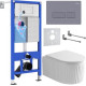 Унитаз подвесной Roxen Royal Matt в комплекте с инсталляцией StounFix Dual Fresh 6 в 1 968226 кнопка: серый бетон