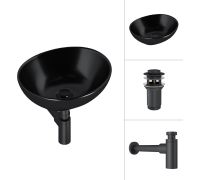 Умывальник Lauter 21652-A + клапан 21190B + сифон 21635B черный матовый