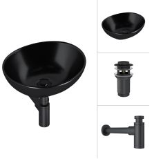Умывальник Lauter 21652-A + клапан 21190B + сифон 21635B черный матовый