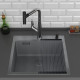 Кухонная мойка Roxen Snake 560220-45-BS PVD графит/текстурная поверхность с ролл-матом и дозатором