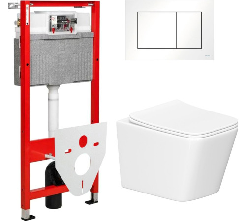 Унитаз подвесной Lauter Square 214903 + TECE Kit 9400413 с кнопкой белый