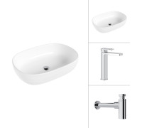 Умывальник Lauter 21836 + Cascade 21СК0655C с сифоном 21635CH хром