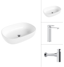 Умывальник Lauter 21836 + Cascade 21СК0655C с сифоном 21635CH хром