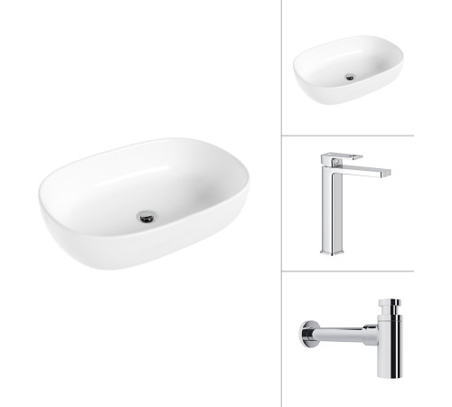 Умывальник Lauter 21836 + Cascade 21СК0655C с сифоном 21635CH хром