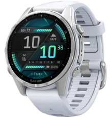 Умные часы Garmin Fenix 8 43мм серебристый, белый ремешок