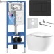 Унитаз подвесной Roxen Antares Tornado Long в комплекте с инсталляцией StounFix Dual Fresh 6 в 1 868452 кнопка: черный глянцевая