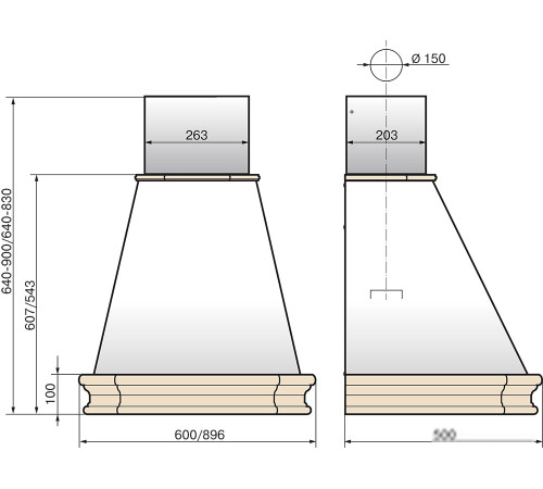 Кухонная вытяжка Elikor Пергола 60П-650-П3Л бежевый/дуб
