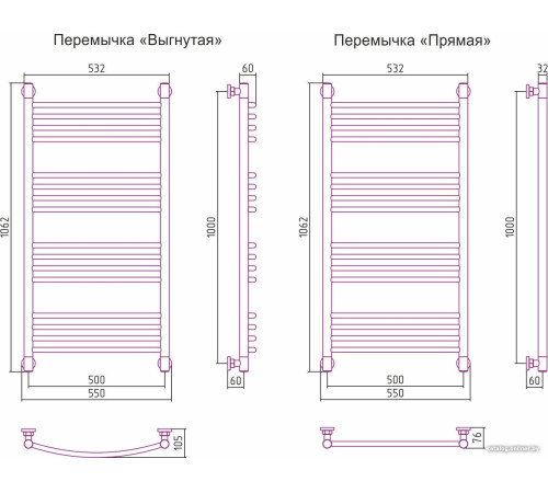 Полотенцесушитель Сунержа Богема+ 1000x500 15-0221-1050