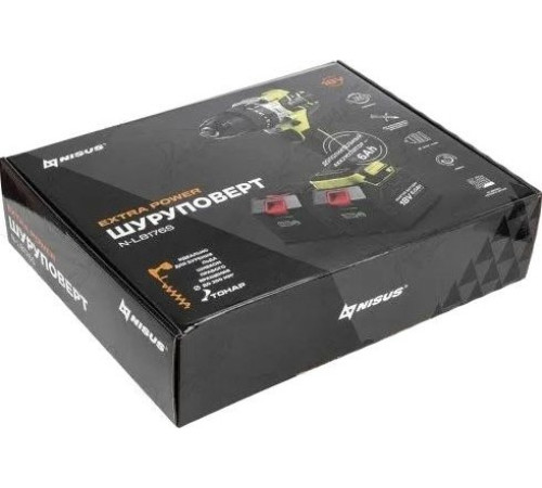 Ударная дрель-шуруповерт Nisus N-LB176S с 2-мя АКБ