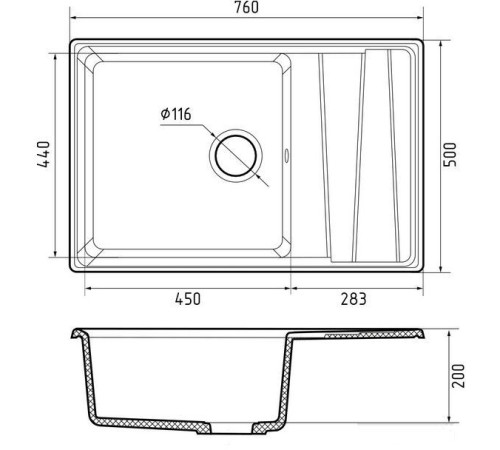Кухонная мойка GranFest GF-LV-760L терракот