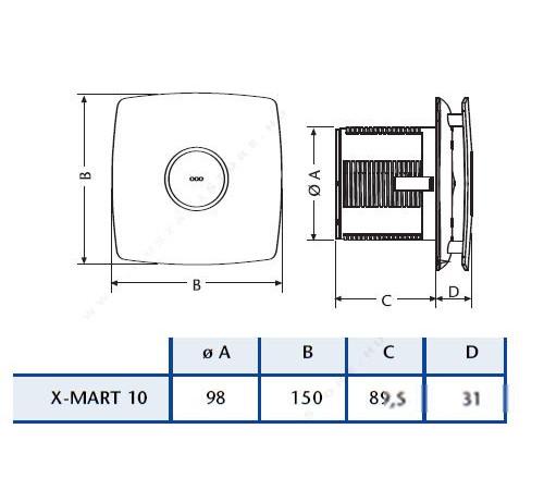Осевой вентилятор CATA X-MART 10 T белый