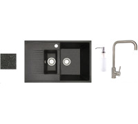Кухонная мойка БелЭворс Forma R + смеситель W4998-4 + дозатор L405-1 черный