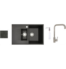 Кухонная мойка БелЭворс Forma R + смеситель W4998-4 + дозатор L405-1 черный