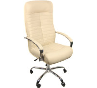 Офисное кресло Деловая обстановка Консул Хром светло-бежевый, кожа люкс