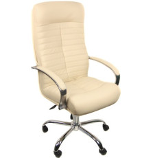 Офисное кресло Деловая обстановка Консул Хром светло-бежевый, кожа люкс