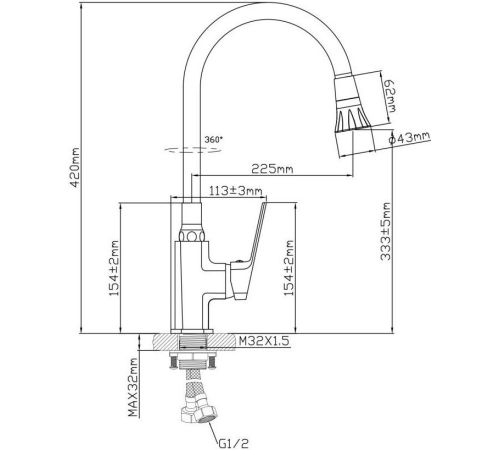 Смеситель AV Engineering AVWIN4-BL165-141