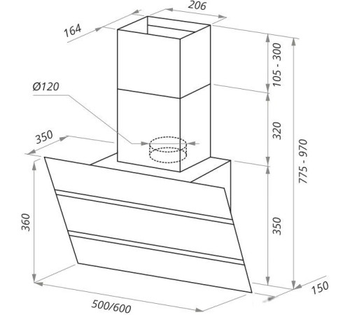 Кухонная вытяжка MAUNFELD Bridge 60 черный/черное стекло