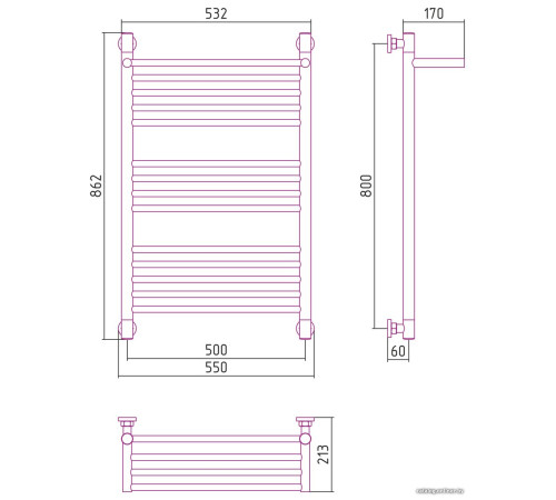 Полотенцесушитель Сунержа Богема с полкой+ 800х500 03-0223-8050