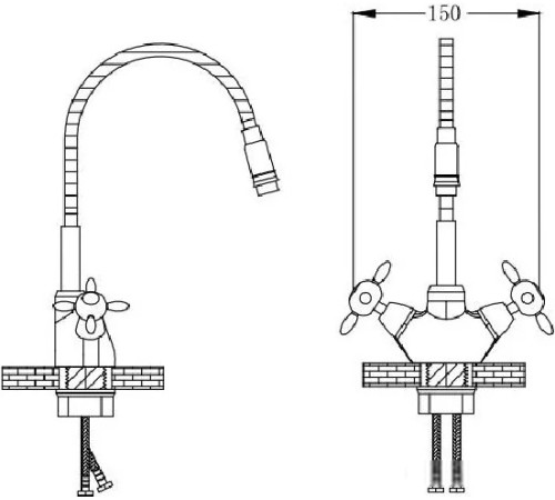 Смеситель РМС SL92BL-279F хром/черный