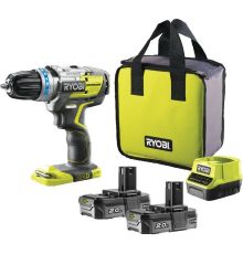 Ударная дрель-шуруповерт Ryobi R18PDBL-220S 5133003436 с 2-мя АКБ, сумка