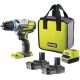 Ударная дрель-шуруповерт Ryobi R18PDBL-220S 5133003436 с 2-мя АКБ, сумка
