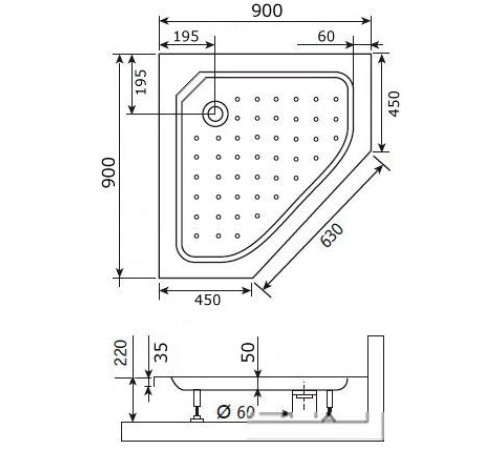 Душевой поддон RGW Style-TR 90x90