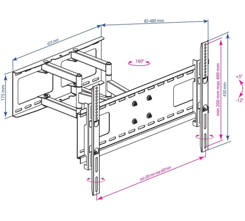 Кронштейн для телевизора Kromax ATLANTIS-80 черный
