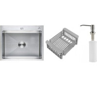 Кухонная мойка Schtoff Best Premium Silver 6050 + коландер KR-1 GREY + дозатор SD-1 SILVER