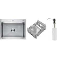 Кухонная мойка Schtoff Best Premium Silver 6050 + коландер KR-1 GREY + дозатор SD-1 SILVER