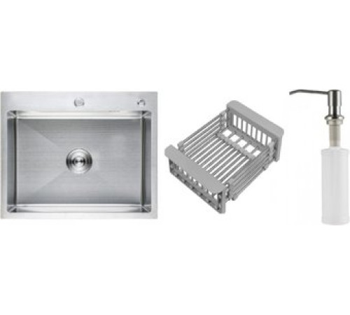 Кухонная мойка Schtoff Best Premium Silver 6050 + коландер KR-1 GREY + дозатор SD-1 SILVER