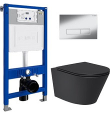 Унитаз подвесной Lauter Longer 2110822B + 21901001 кнопка 219701HD, хром