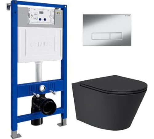 Унитаз подвесной Lauter Longer 2110822B + 21901001 кнопка 219701HD, хром