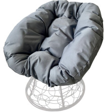 Кресло M-Group Пончик 12320109 белый ротанг/серая подушка