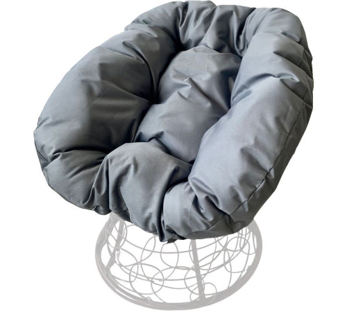 Кресло M-Group Пончик 12320109 белый ротанг/серая подушка