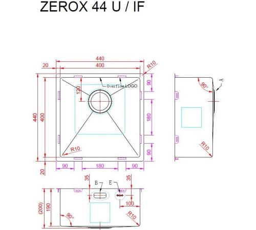 Кухонная мойка ZorG Zerox 44 U / IF PVD Gold