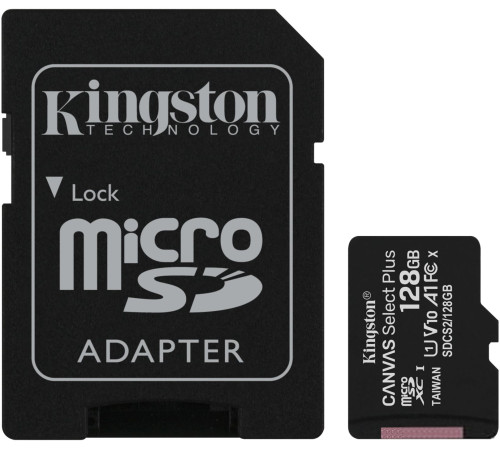 Карта памяти Kingston Canvas Select Plus microSDXC 128GB SDCS2/128GB с адаптером