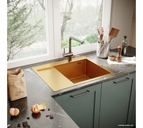 Кухонная мойка Mixline Pro 552927 золото, с сифоном