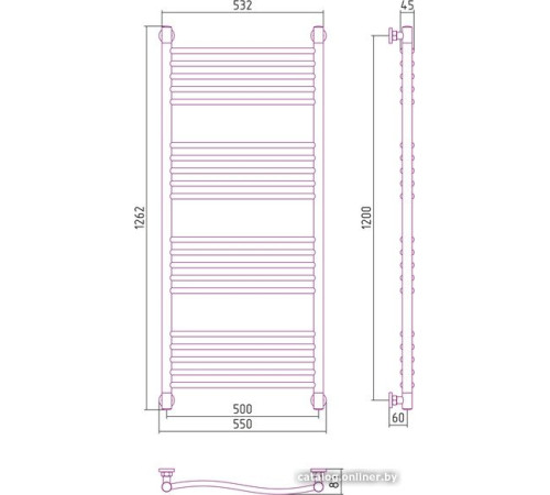 Полотенцесушитель Сунержа Флюид+ 1200x500 00-0222-1250
