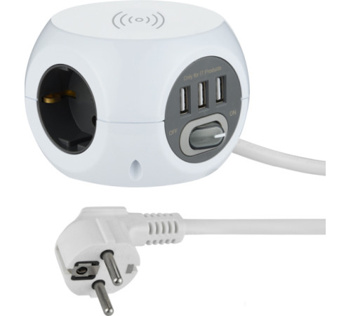 Сетевой фильтр Electraline 62079 1.5 м, черный