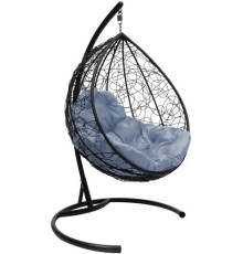 Подвесное кресло M-Group Капля 11020409 черный ротанг/серая подушка