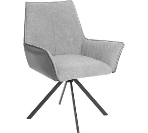 Стул с подлокотниками TetChair Мурано опора 360 велюр/букле HYP/экокожа, светло-серый/графит